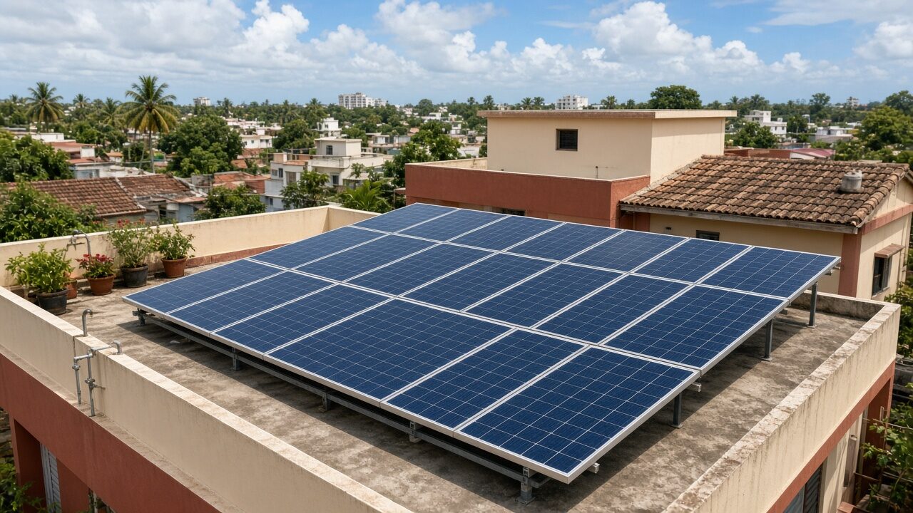 Solar panels installed on a home rooftop