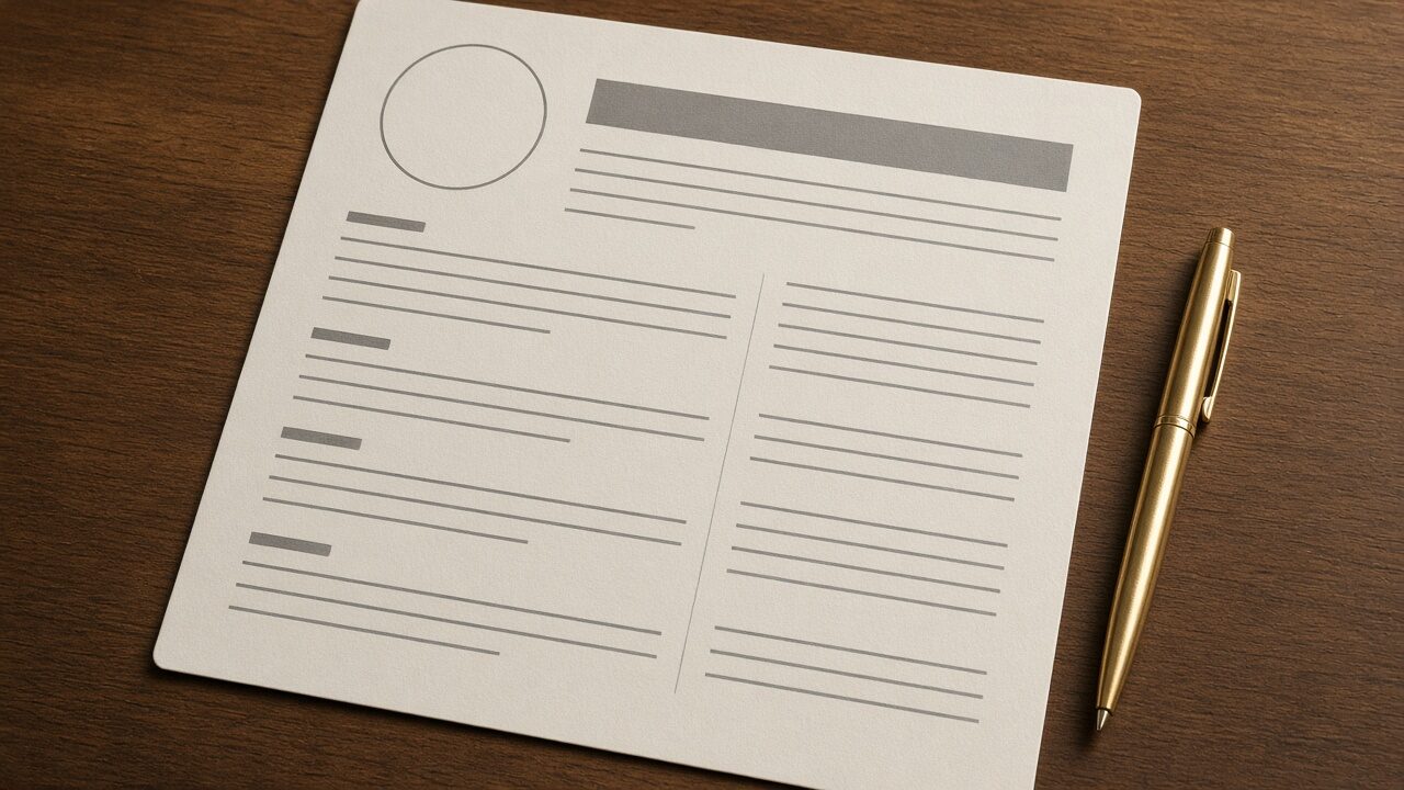 A printed resume on a desk