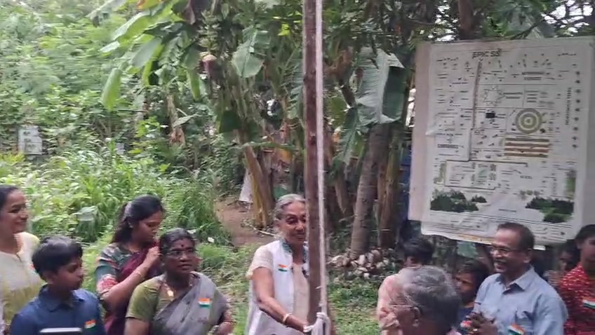 Shantha Sheela Nair IAS hoists the national flag at EPIC SS Padur on 15 August 2026