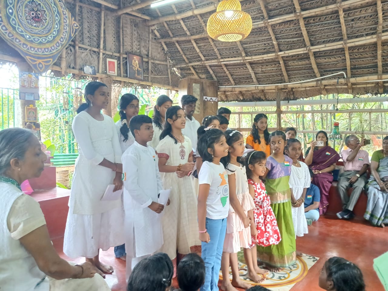 Swaram Music Academy choir of children singing at the EPIC SS Padur Independence Day programme