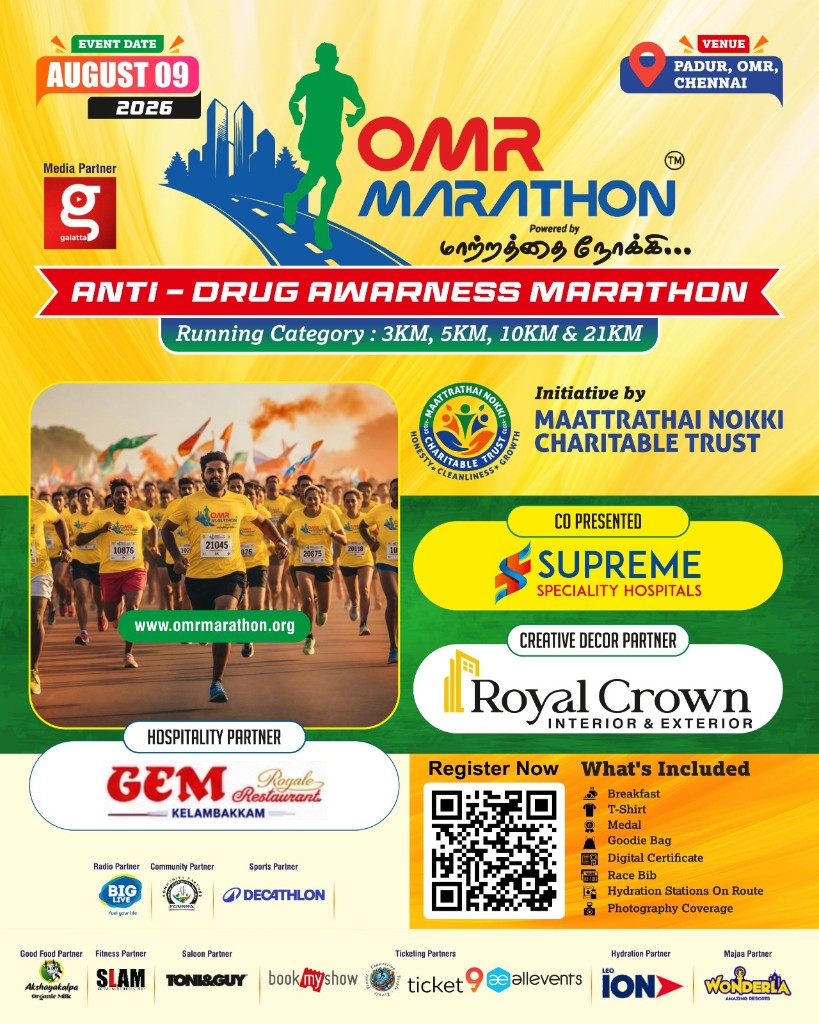 Event image: OMR Marathon 2026 – Anti-Drug Awareness Marathon (Padur)